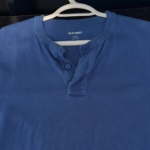 Old Navy Men's Short Sleeve Blue Henley